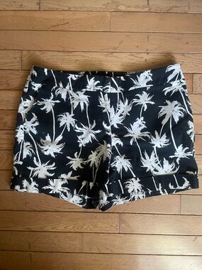 Apt. 9 Black and White Palm-Print High-Waist Shorts
